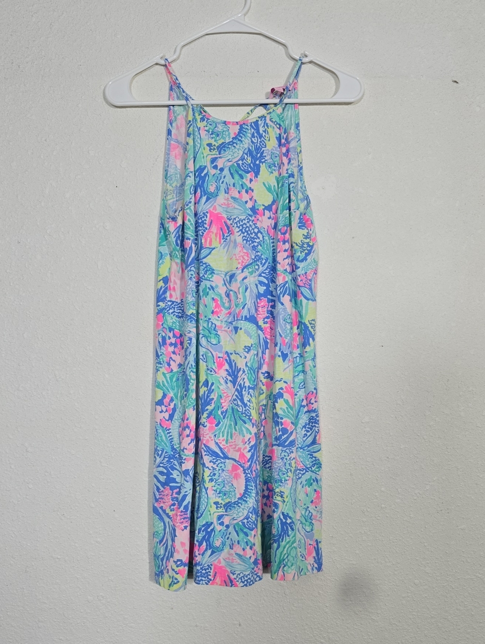 Womens XXS LILLY PULITZER Tropical Blue-Pink Halter Dress